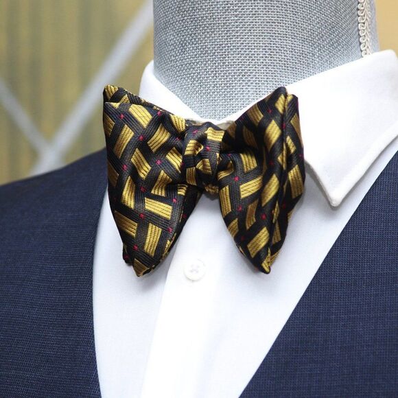 Men's Self-tied Bow Tie 100%Silk Big Butterfly Mustard Ornament S660 - Picture 1 of 14